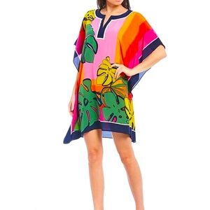 Trina Turk Theodora Split Round Neck Elbow Sleeve
Topical Stripe SILK Caftan